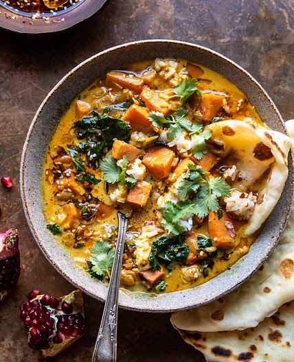 Ginger Coconut Sweet Potato and Rice Stew with Spiced Chili Oil