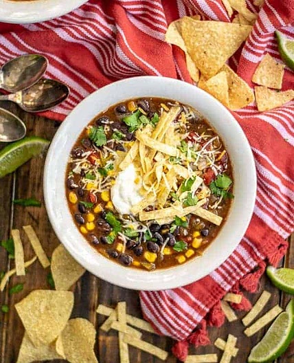 Slow Cooker Black Bean Tortilla Soup Recipe
