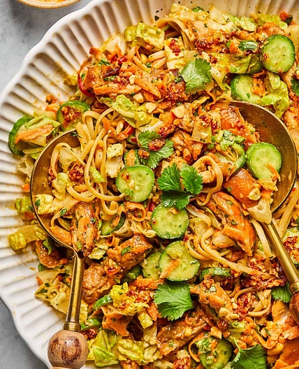 Asian Noodle Salad with Chicken & Peanut Dressing