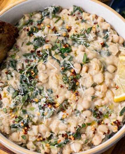 Creamy Spinach Artichoke Butter Beans