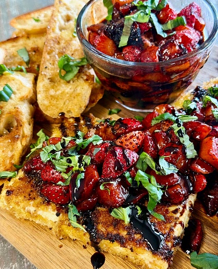 Blackstone Fried Feta and Balsamic Strawberries