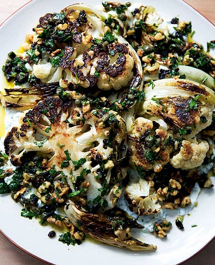 Cauliflower Steaks with Walnut-Caper Salsa