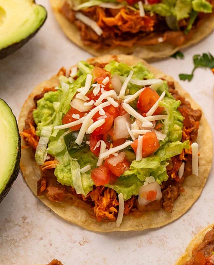 Healthy Chicken Tinga Tostadas