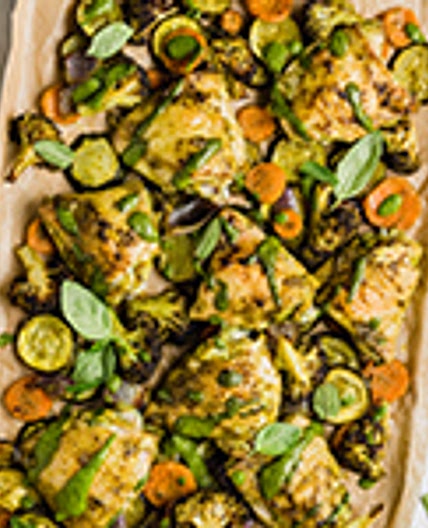 One Pan Chicken Pesto With Vegetables (Whole30, Paleo, AIP)