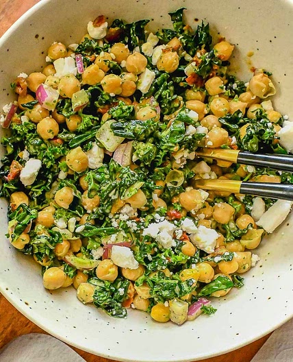Kale Chickpea Salad (Garbanzo Bean Salad)