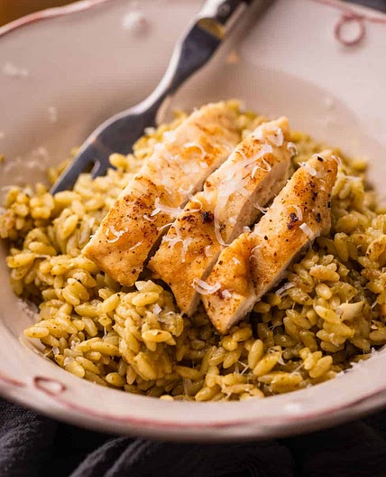 Creamy Pesto Orzo with Chicken