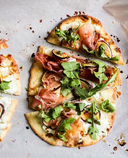 Easy Goat Cheese, Prosciutto and Fig Flatbreads