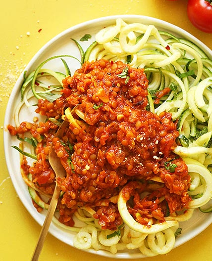 Zucchini Pasta with Lentil Bolognese
