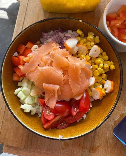 Homemade poke bowls