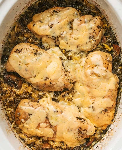 Slow Cooker Parmesan Herb Chicken & Orzo