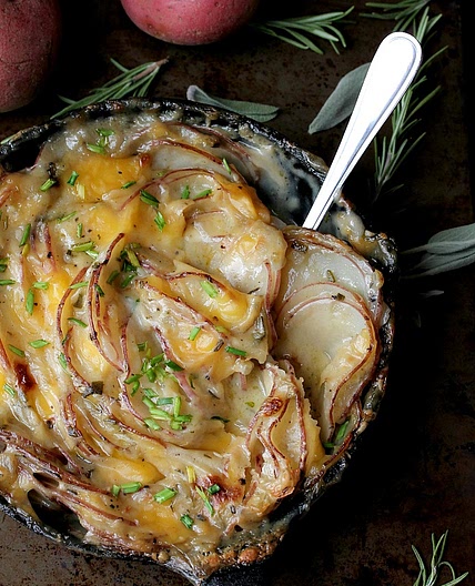 Garlic Herbed Scalloped Potatoes (Vegan + Gluten Free)