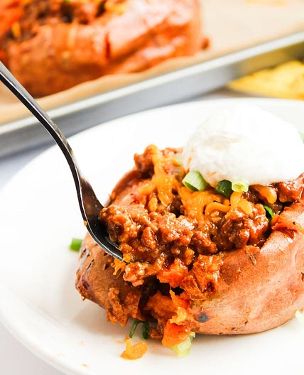 Sloppy Joe Stuffed Sweet Potatoes