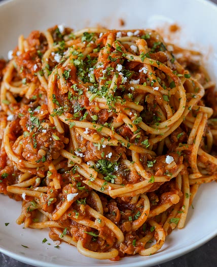 Lentil Bolognese With Spaghetti