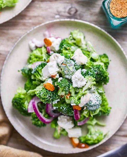 Broccoli Salad with Feta and Toasted Almonds