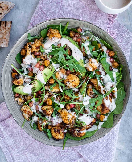 Roasted Cauliflower Salad with Tahini Dressing