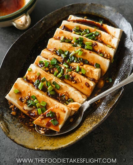 Steamed Silken Tofu with Soy Garlic Sauce