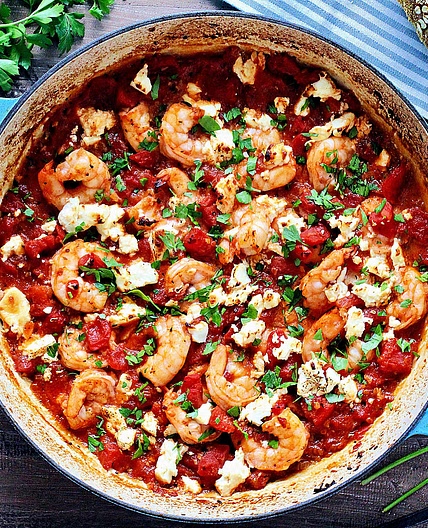 Award-Winning Shrimp Saganaki (Greek Shrimp with Feta)