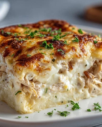 Garlic Parmesan Onion Chicken Cottage Cheese Bake 🧄🧀