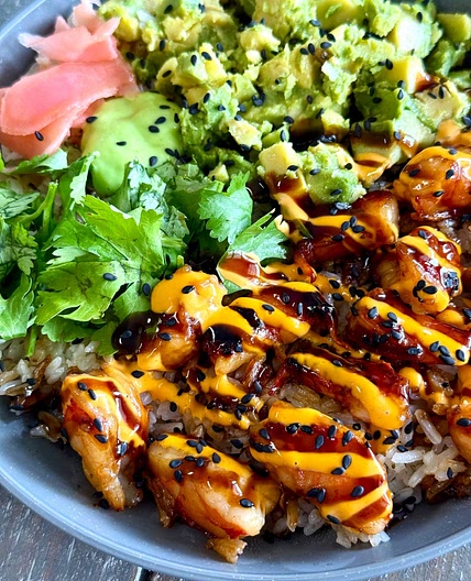 Hot Honey Shrimp Sushi Bowls