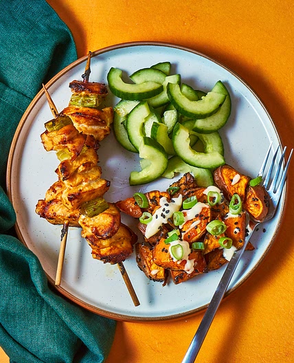 Chicken Yakitori Skewers With Candied Sweet Potato