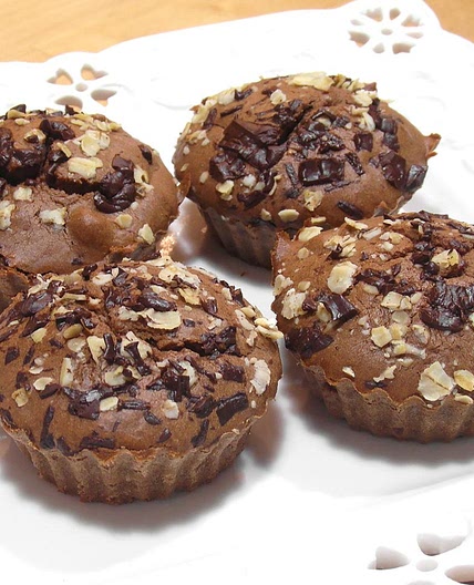 Receita de Muffin de cacau e aveia fit