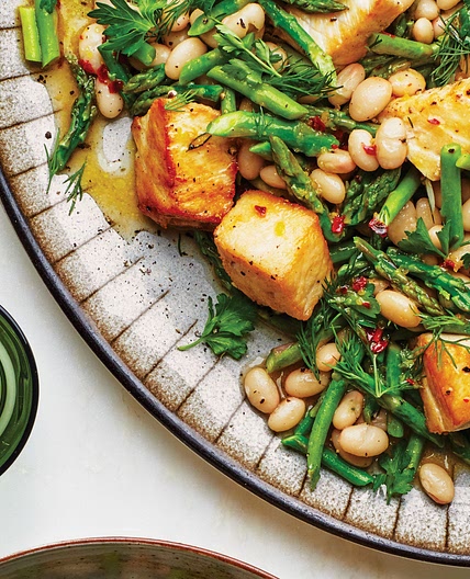Swordfish With Asparagus and Beans