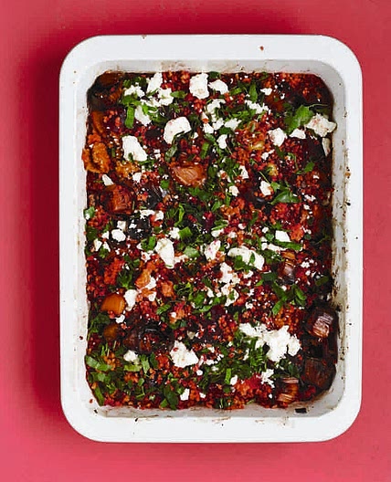 Butter roasted harissa leeks & beetroot with bulgar wheat