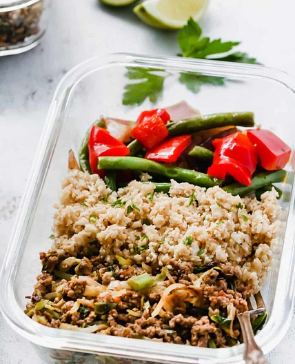 Ground Turkey Cauliflower Rice Veggies Bowls (Meal-Prep)