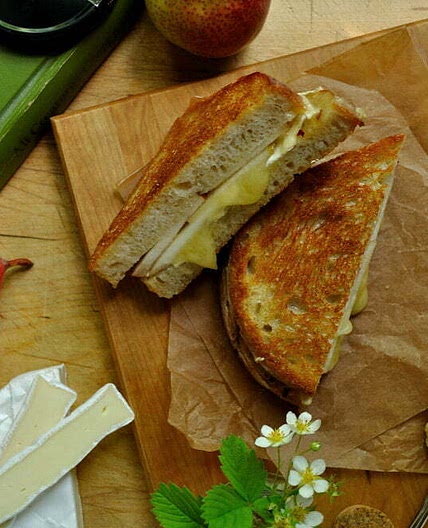 Brie Grilled Cheese with Pear & Chili Honey Butter