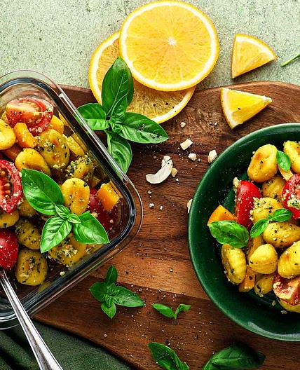 Crispy Gnocchi with Basil Orange Pesto