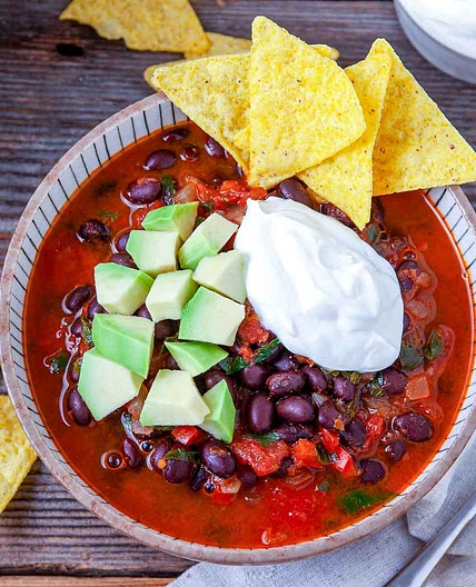 Loaded Black Bean Nacho Soup