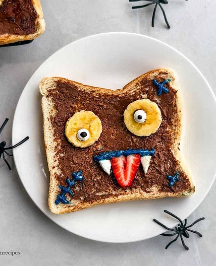 Halloween Nutella monster toast