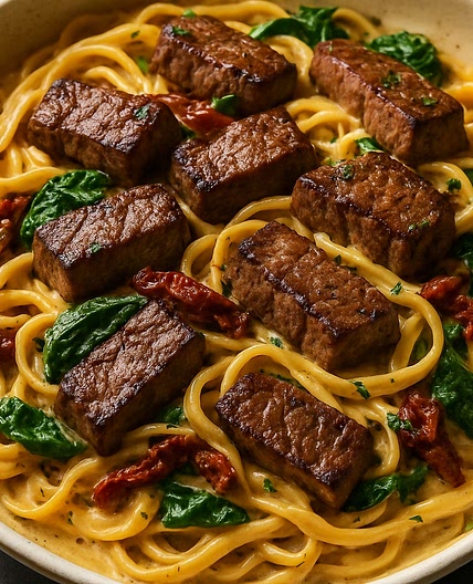 Creamy Tuscan Garlic Butter Steak Pasta