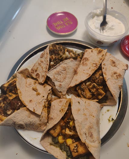 Corn spinach tofu wrap