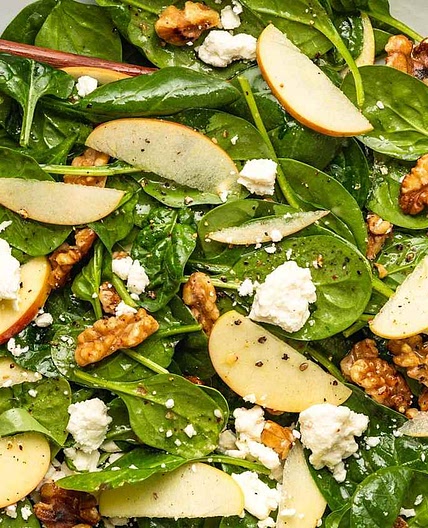 Spinach Salad with Apples, Walnuts, and Feta