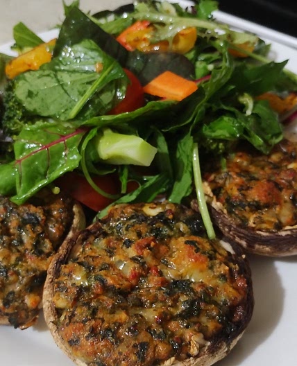 High Protein Stuffed mushrooms