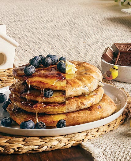 Fluffy Blueberry Oat Pancakes