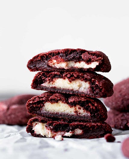 Cream Cheese Stuffed Red Velvet Cookies