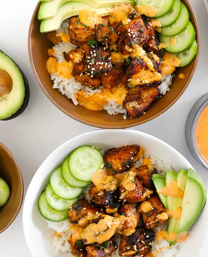 Sweet & Spicy Salmon Rice Bowls