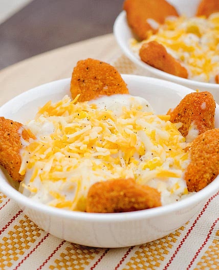 Chicken Nugget Mashed Potato Bowls