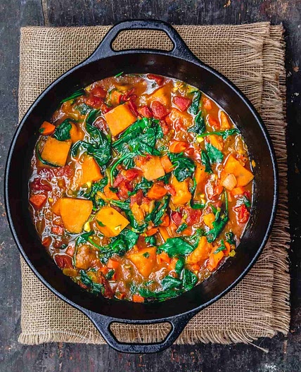 Simple Vegetarian Sweet Potato Stew, Mediterranean-Style