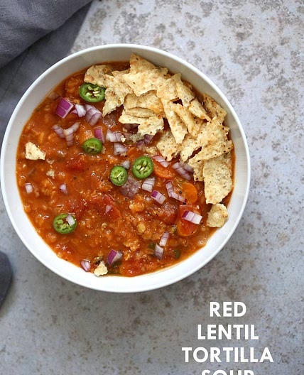 1 Pot Lentil Tortilla Soup (Instant Pot or Saucepan)