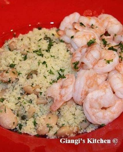 Chile Shrimps with Butter Beans and Lemony Couscous