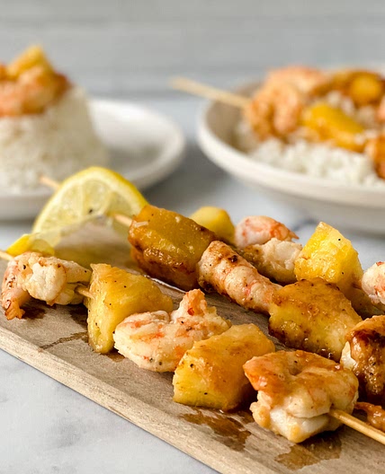 Honey Garlic Shrimp Skewers with Pineapple