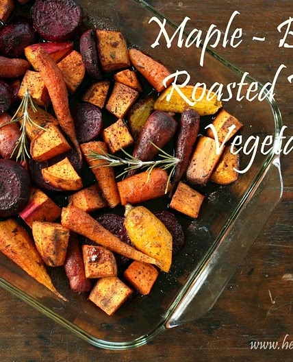 Oven Roasted Maple-Balsamic Winter Vegetables