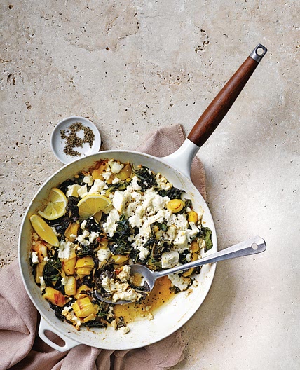 stoof van prei met gerijpte feta