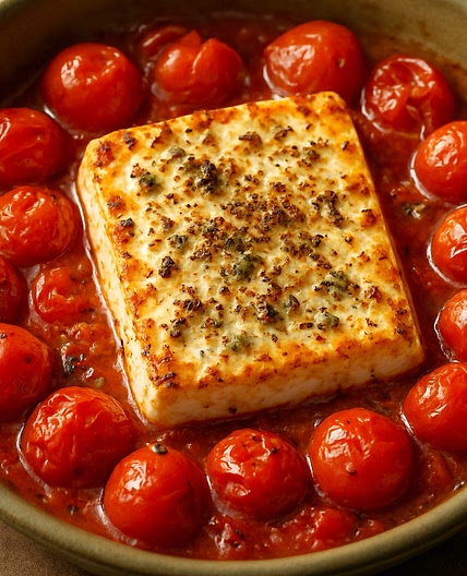 Baked feta with tomato (fragment)