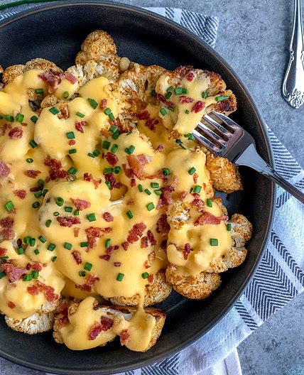 Cajun Roasted Cauliflower with Cheese Sauce