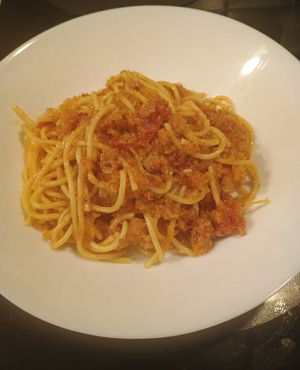 Pasta with meat (soy) sauce