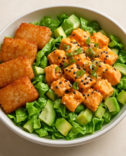 Crispy Rice Spicy Mayo Salmon Salad